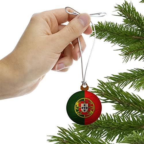 Portugal Flag Soccer Ball Mini Wood Ornament