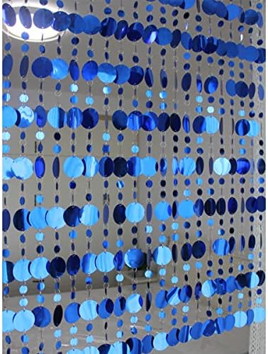 QueenBox 5Pcs Round Sequin Beaded Curtain Blue