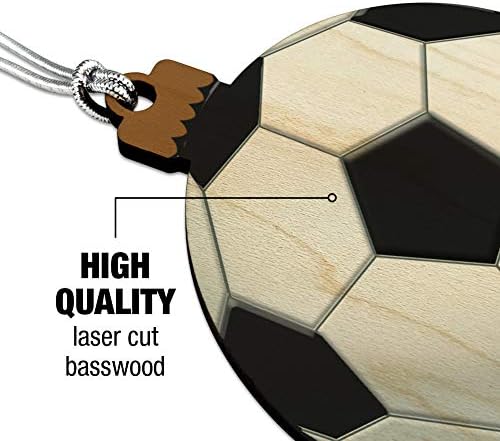 GRAPHICS AND MORE Soccer Ball Football Wood Christmas Ornament