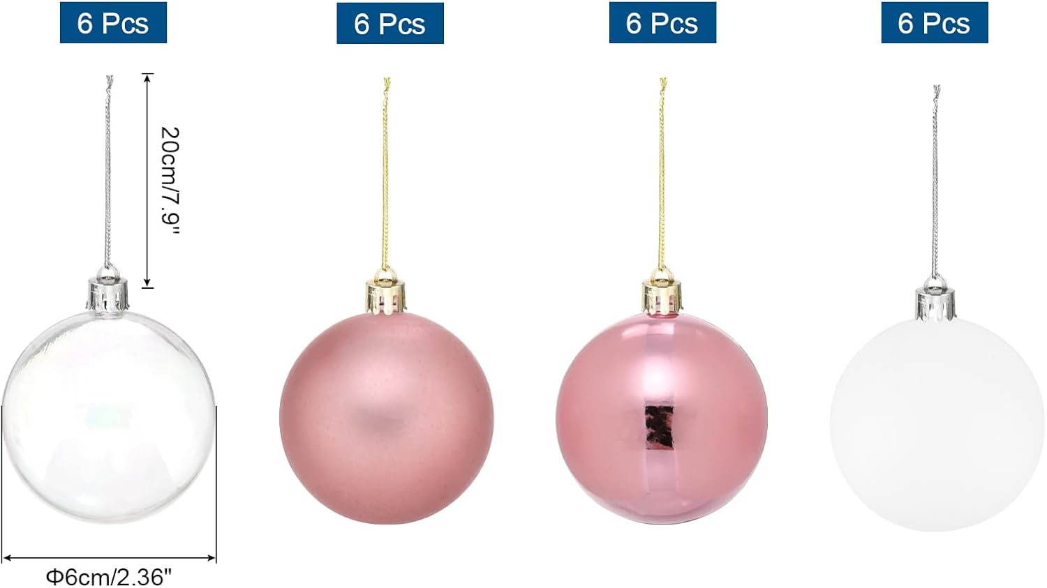 MECCANIXITY 24Pcs Rose Gold Christmas Tree Balls