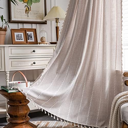 Yunsurey Light Brown Boho Curtain Panel 52x78