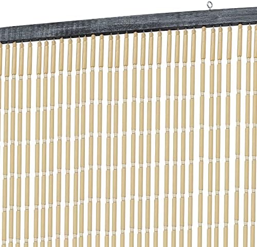 Natural Wood and Bamboo Beaded Curtain 60 Strands