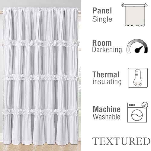 Boho Ruched Room Divider Curtains with Butterfly Flowers 100 W x 84 L