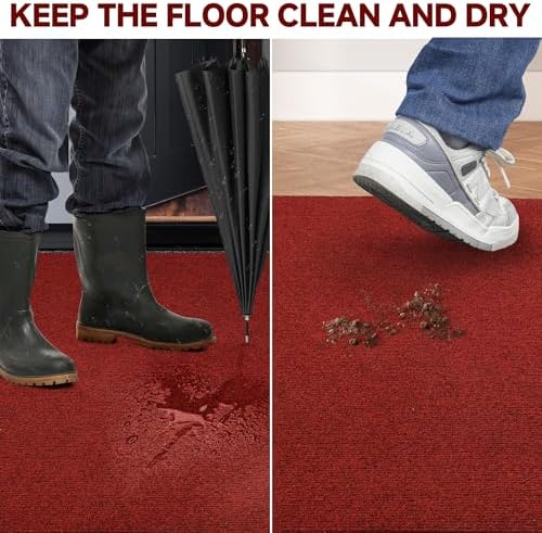 Red Runner Rug 3x5ft Waterproof Non-Slip Doormat