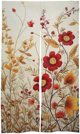 Japanese Noren Flowers Door Curtain 34x57 Inches