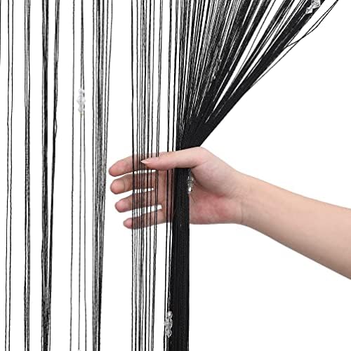 Greenwish Black Beads Curtain with Tassels