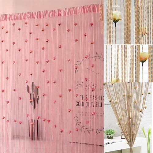 RJDJ Rose Thread Door Curtain in Blue