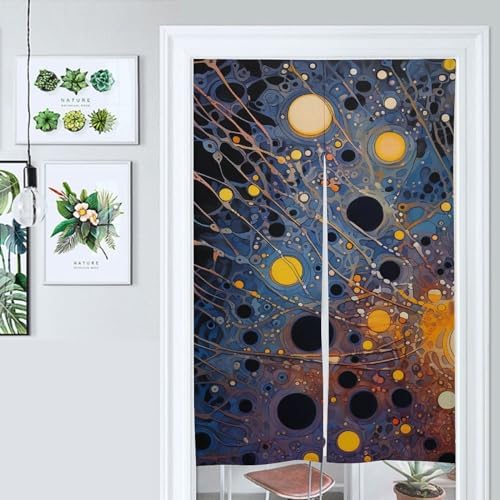 Japanese Noren Door Curtain Yellow Brown Print