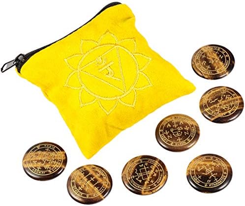 7PCS Tiger Eye Stones with Archangel Symbol Chakra Set