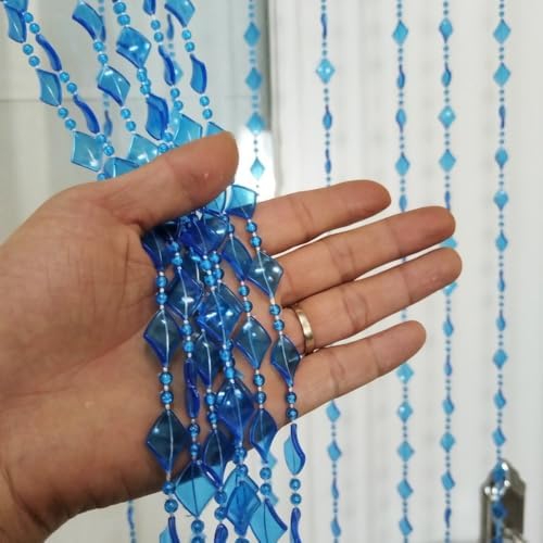 Dark Blue Beaded Curtain Doorway Acrylic Hanging Decor