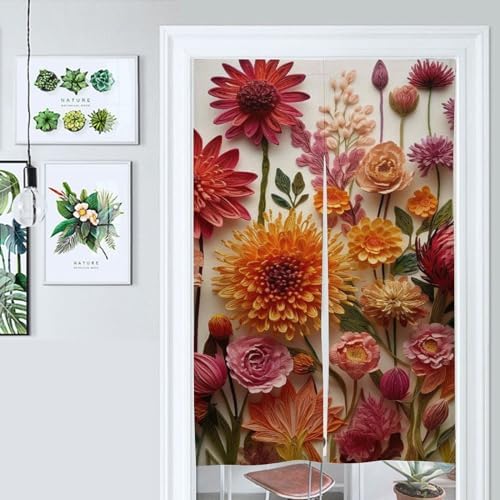 Japanese Noren Botanical Door Curtain 34x57 Partition Decor