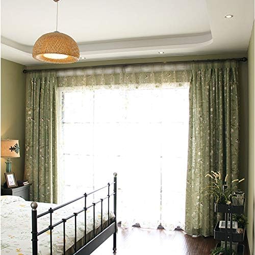 PureAqu Rod Pocket Sheer Curtain Panel Floral Birds Design