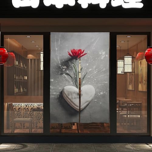 Japanese Noren Flowers Concrete Printed Door Curtain