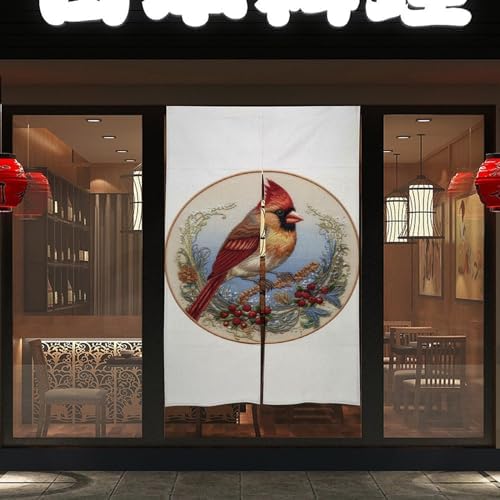 Japanese Noren Bird Embroidery Door Curtain 34x57