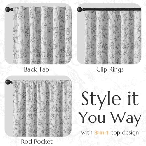 Jinchan Blackout Floral Curtains 84 Inches Long 2 Panels