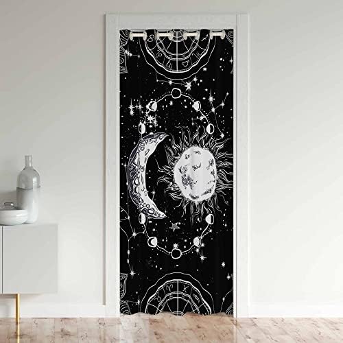 Jejeloiu Sun Moon Privacy Heat Blocking Thermal Insulated Door Curtain