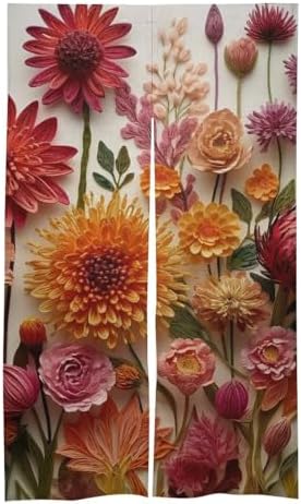 Japanese Noren Botanical Door Curtain 34x57 Partition Decor