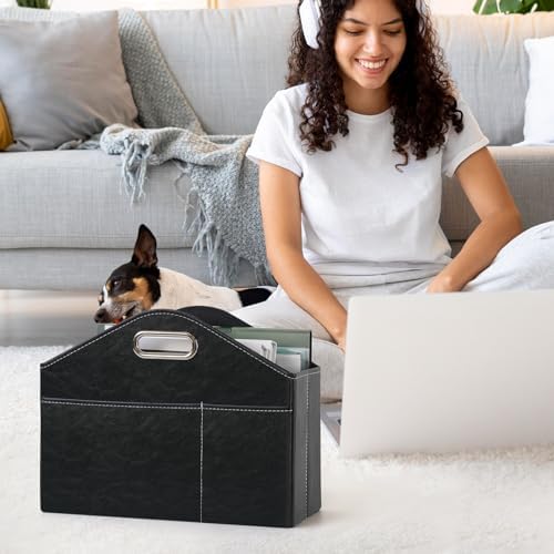 PreTidy Foldable PU Leather Magazine Holder Organizer