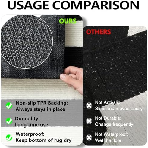 Timo Black and White Striped Entryway Door Mat 20x32