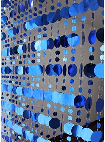 QueenBox 5Pcs Round Sequin Beaded Curtain Blue