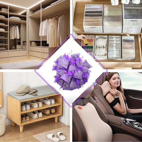 24 Pack Dried Lavender Sachets for Home Fragrance