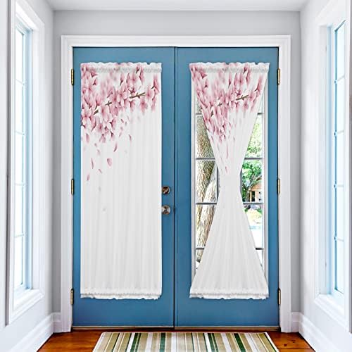 Shine-Home Spring Pink Sakura French Door Curtain Panel
