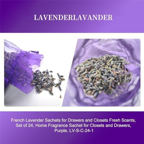 24 Pack Dried Lavender Sachets for Home Fragrance