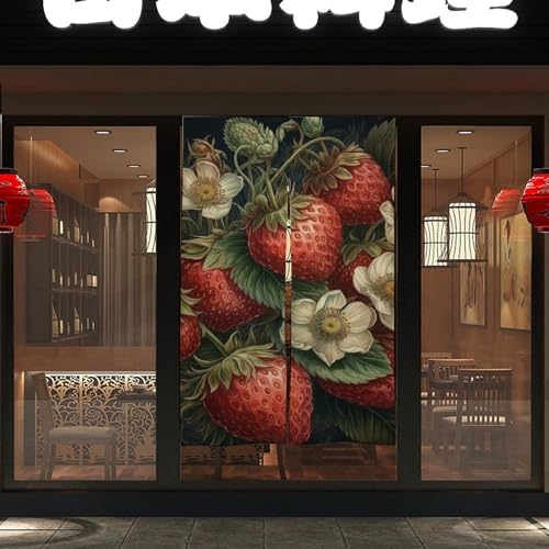 Japanese Noren Strawberry Flower Door Curtain 34x57