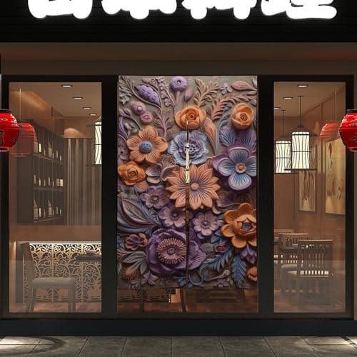 Japanese Noren Relief Flower Door Curtain 34x57