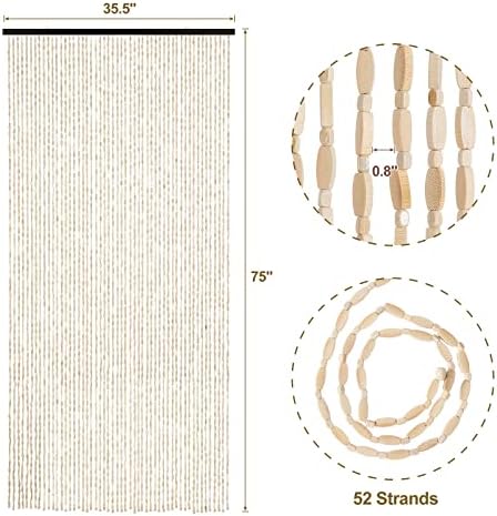 Handmade Bamboo Beaded Curtain 52 Strands 355 x 75 Inches