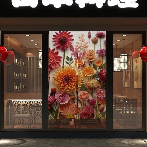 Japanese Noren Botanical Door Curtain 34x57 Partition Decor