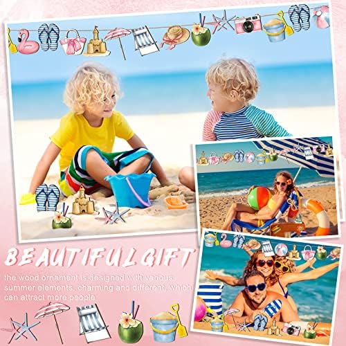 Maitys 36 Pcs Coastal Wooden Hanging Ornaments