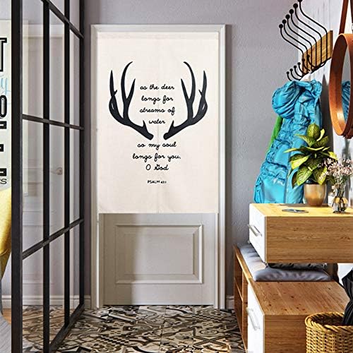 Cotton Linen Doorway Curtain with Antler Pattern 29x35 Inch
