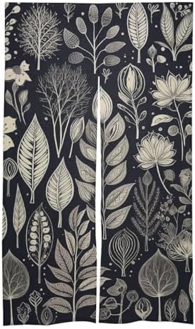 Japanese Noren Plants Print Door Curtain 34x57 Inch 1