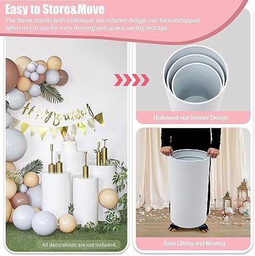 TENNIEX Round Cylinder Pedestals Display Set of 3