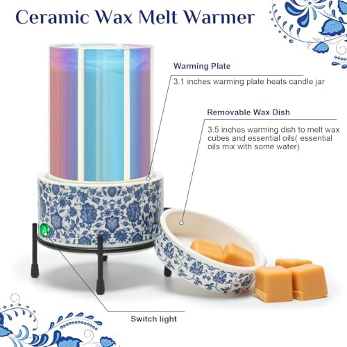 NAFANG Blue White Porcelain Wax Melt Warmer with KD Iron Shelf