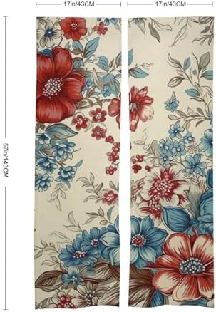 Japanese Noren Floral Pattern Door Curtain 34x57 Inches