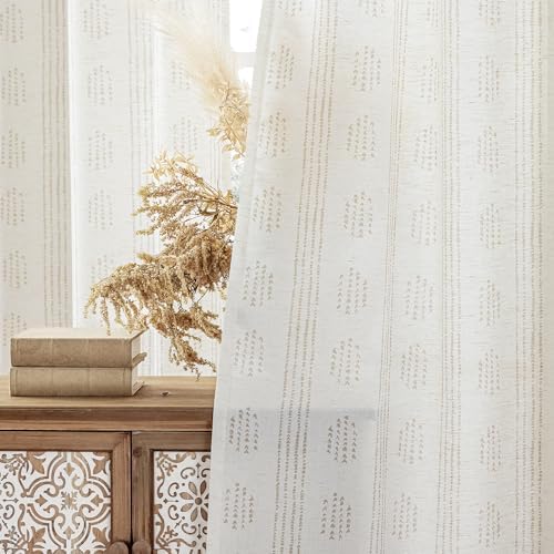 Boho Linen Curtains 84 Inches Long 2 Panels