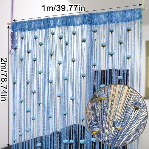 Generic Rose Thread Door Curtain Blue 100x200cm
