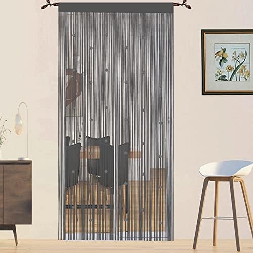 Beads Curtain Door String Curtains Grey 39x110in