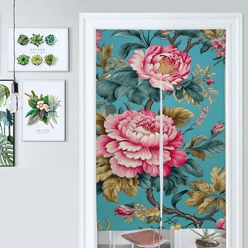 Japanese Noren Door Curtain Blue and Dark Print 34x57