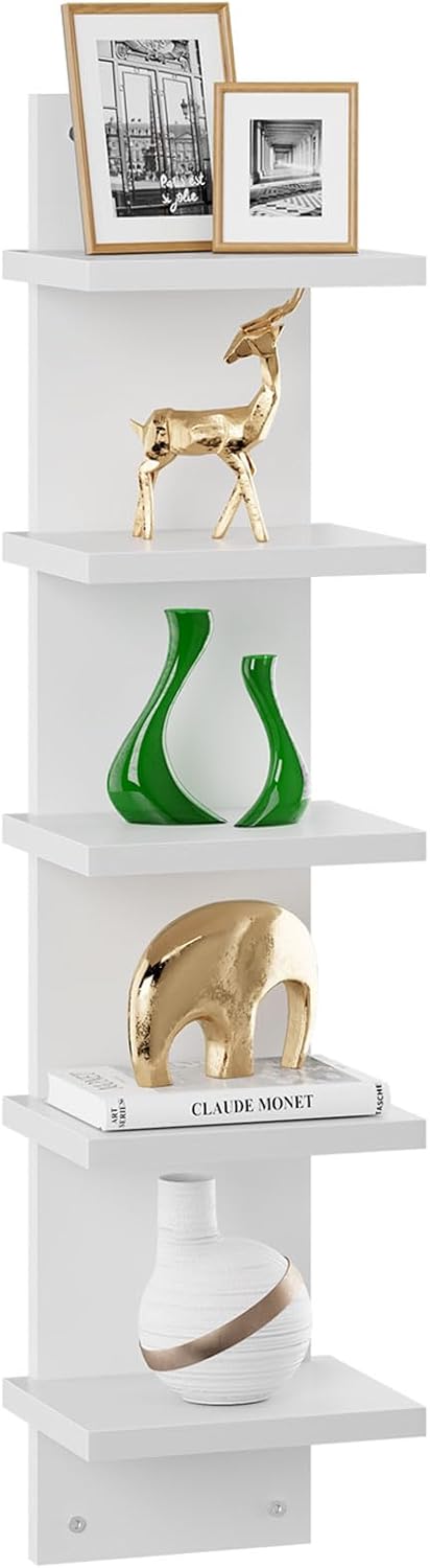 IBUYKE 5 Tier Wall Shelf Unit White Vertical Storage Shelf