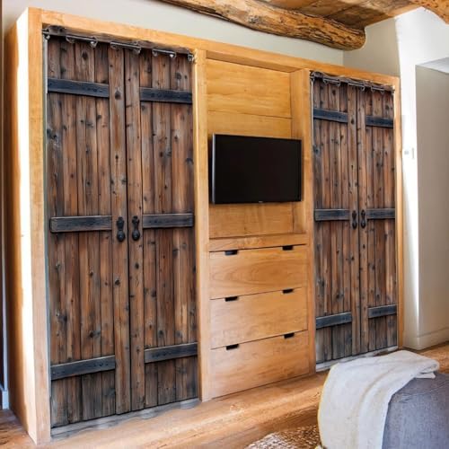 Rustic Wood Barn Door Curtain for Room Decor