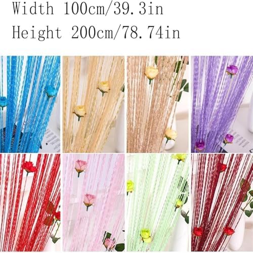 Blue Decorative Curtains with Tassel Fringe and Roses