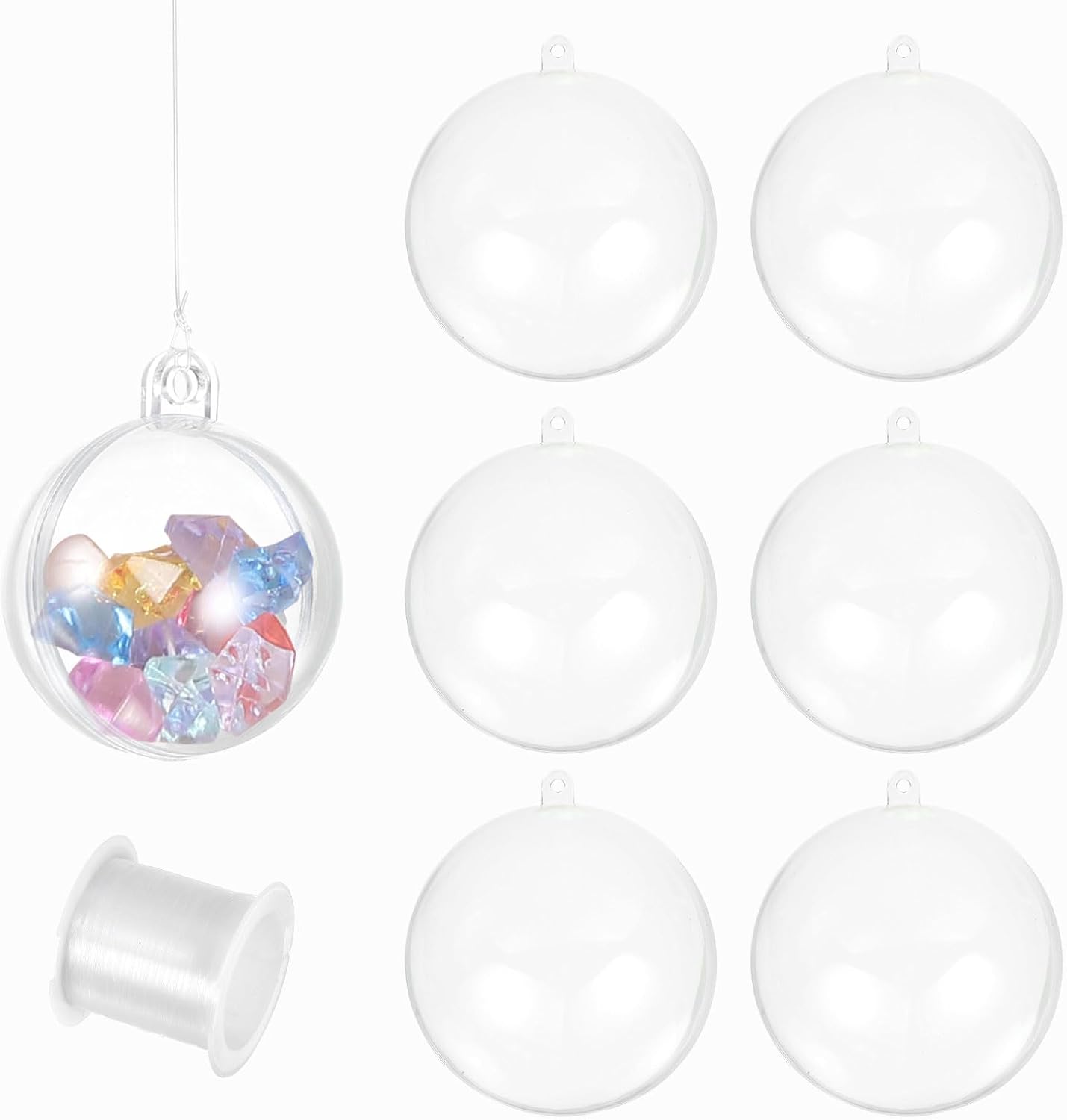 MECCANIXITY 39 Inch Clear Ornament Ball with Wire 6PCS