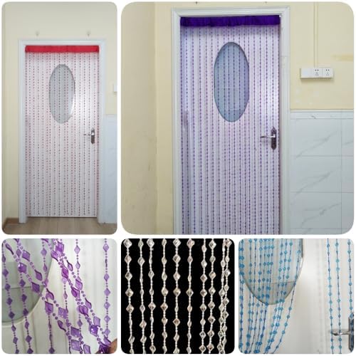 Dark Blue Beaded Curtain Doorway Acrylic Hanging Decor