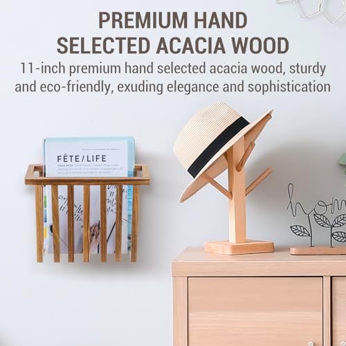 MyGift 11 Inch Acacia Wood Magazine Rack and File Holder