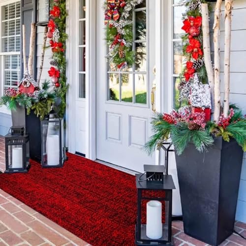 Christmas Outdoor Rug Doormat 2 x 43 BlackRed