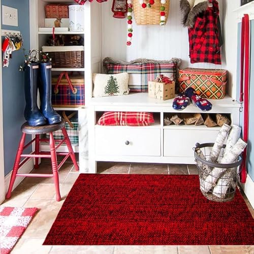 Christmas Outdoor Rug Doormat 2 x 43 BlackRed