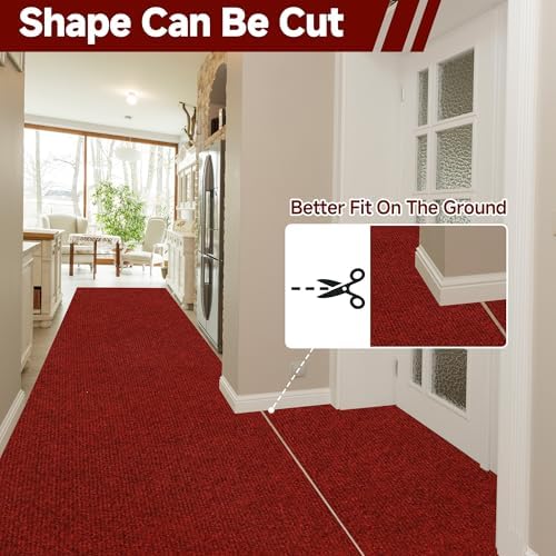 Red Runner Rug 3x5ft Waterproof Non-Slip Doormat